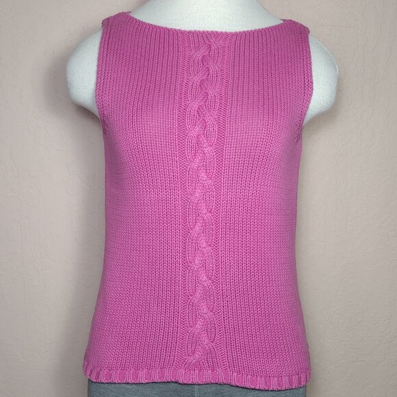 Petite Sophisticate Sweaters - Women's Sleeveless Cable-Knit Cotton Sweater